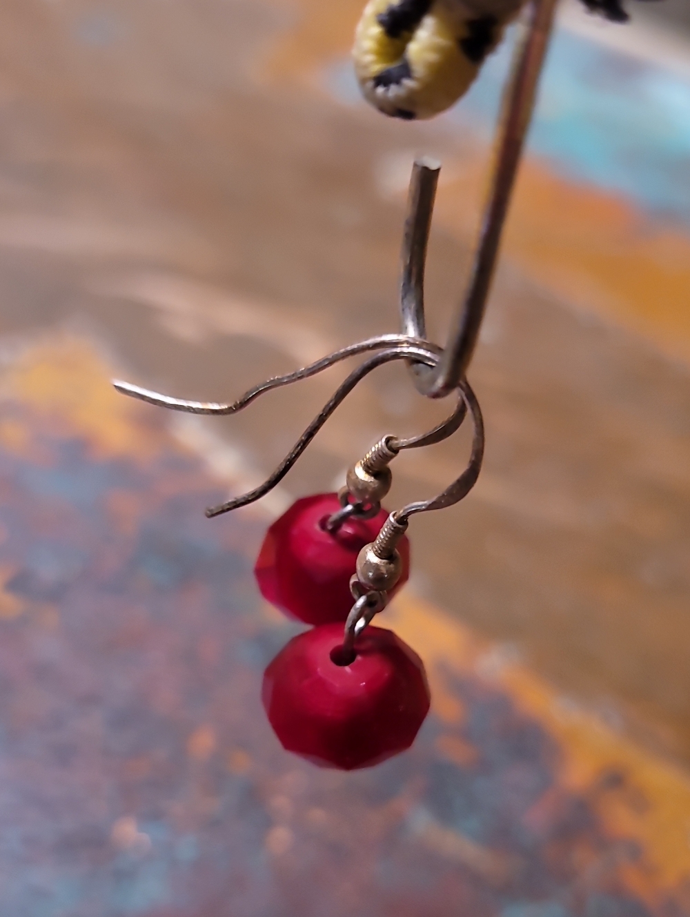Red Faceted Bead Drop Earrings - Women Jewelry. 925 Mark. Natural Stone
